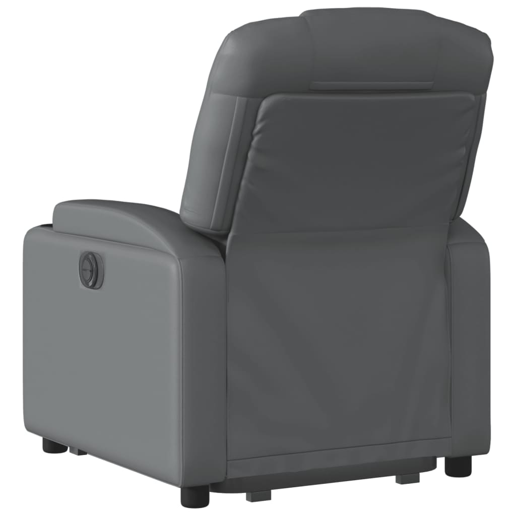 vidaXL Fotoliu rabatabil electric cu ridicare, gri, piele ecologică