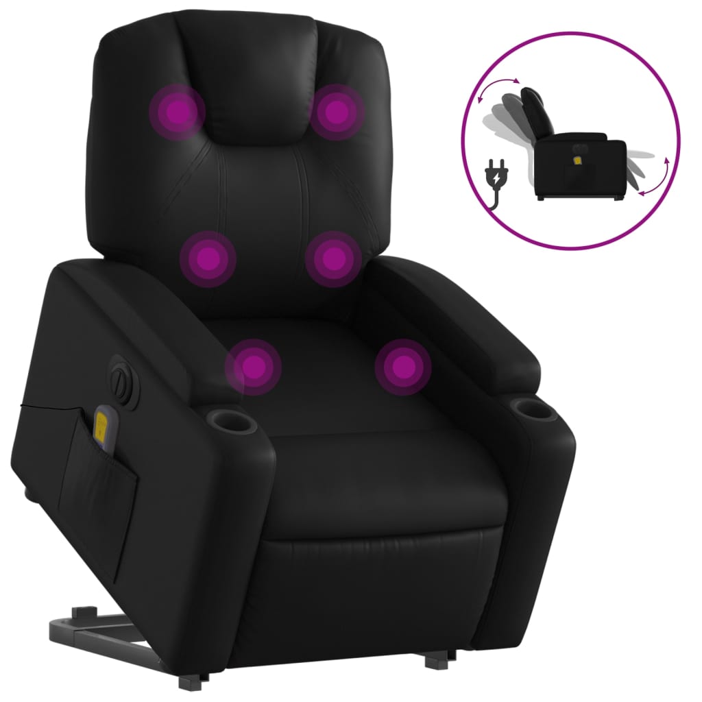 vidaXL Fotoliu electric masaj rabatabil cu ridicare, negru