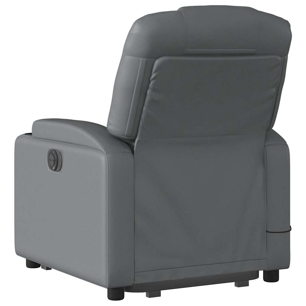 vidaXL Fotoliu masaj rabatabil electric cu ridicare, gri, piele eco