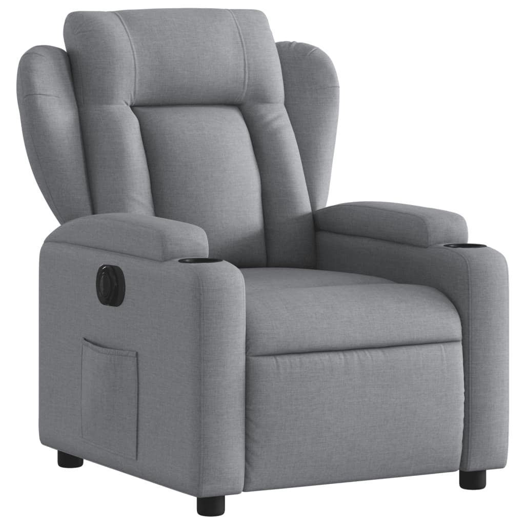 vidaXL Fotoliu rabatabil electric, gri deschis, textil