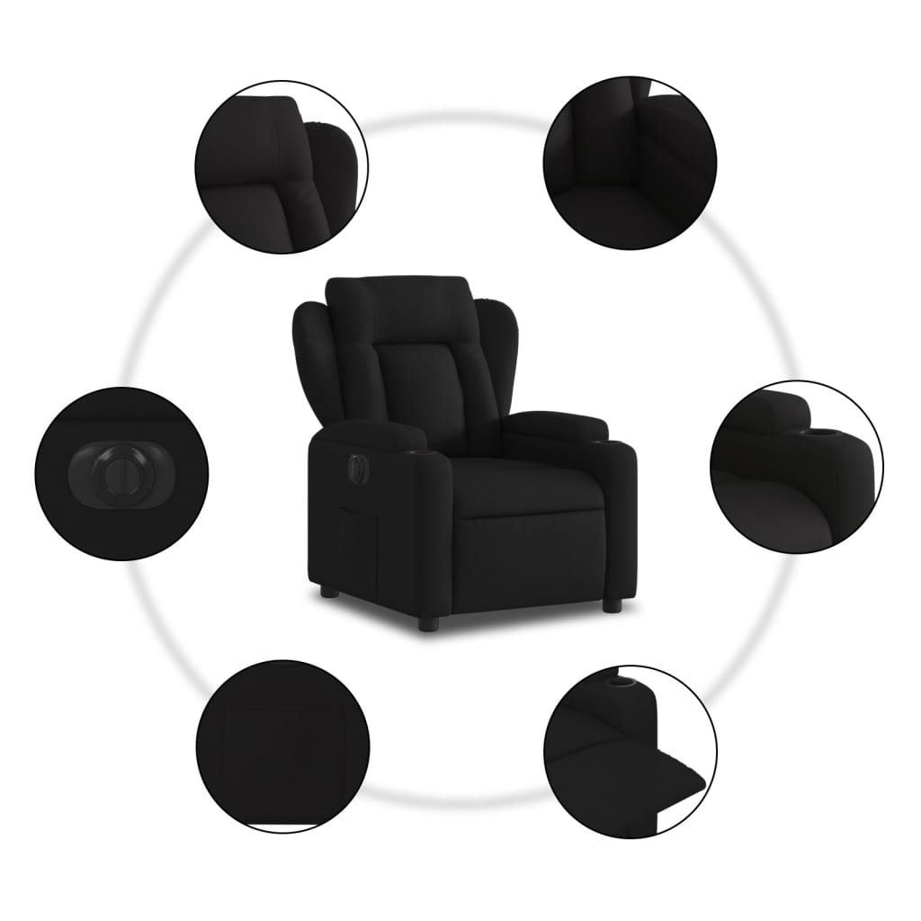 vidaXL Fotoliu rabatabil electric, negru, material textil