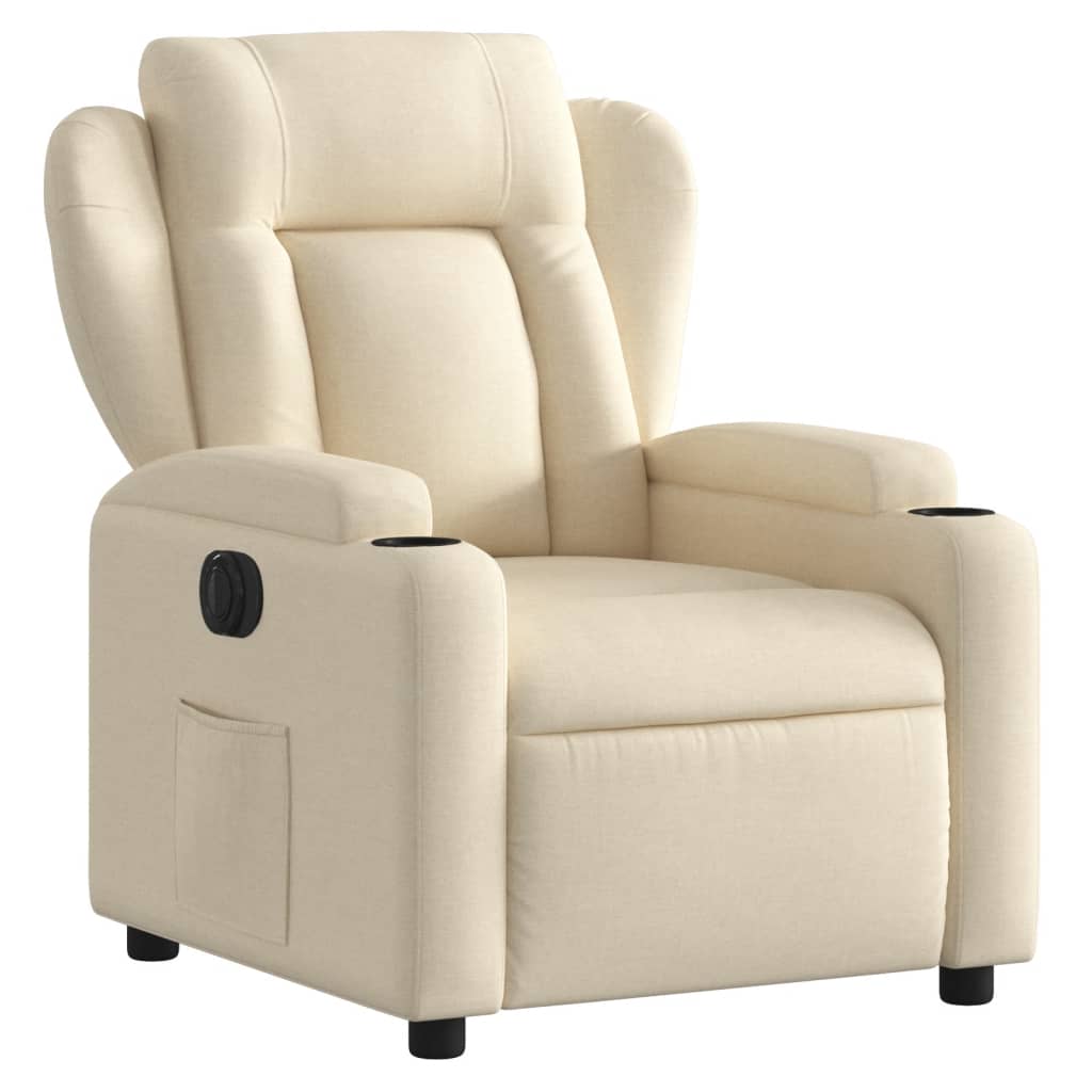 vidaXL Fotoliu rabatabil electric, crem, material textil
