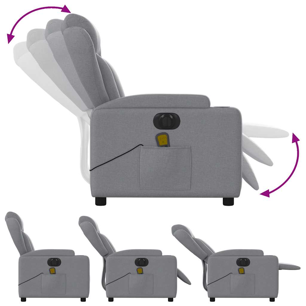 vidaXL Fotoliu electric de masaj rabatabil, gri deschis, microfibră