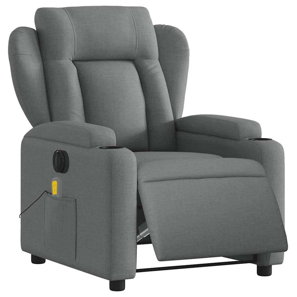 vidaXL Fotoliu electric de masaj rabatabil, gri închis, textil