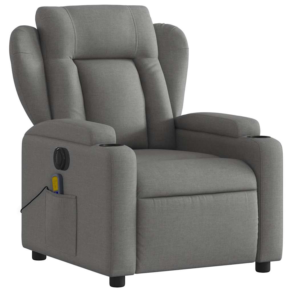 vidaXL Fotoliu electric de masaj rabatabil, gri închis, textil