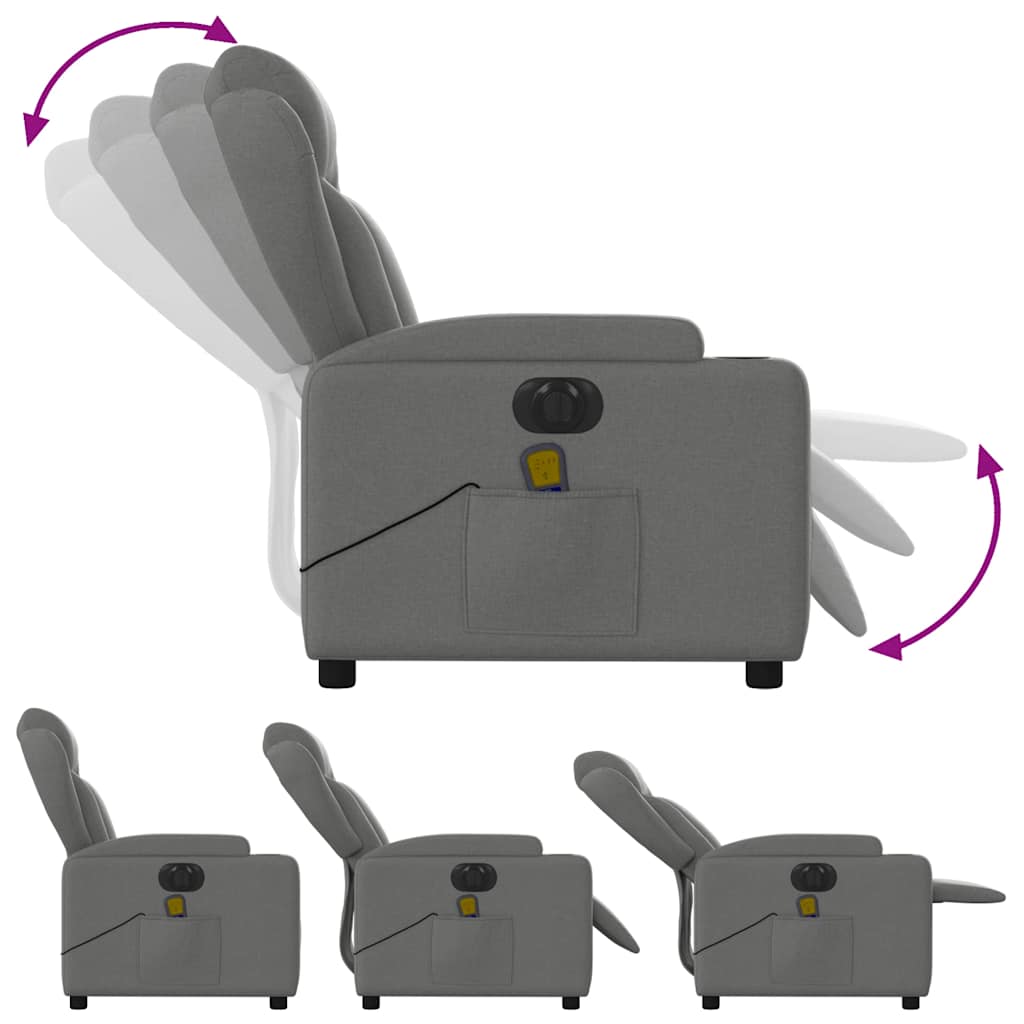 vidaXL Fotoliu electric de masaj rabatabil, gri închis, textil