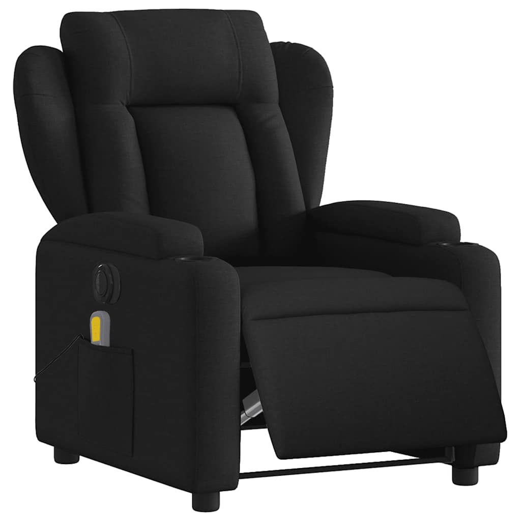 vidaXL Fotoliu electric de masaj rabatabil, negru, textil vidaXL Fotoliu electric de masaj rabatabil, negru, textil