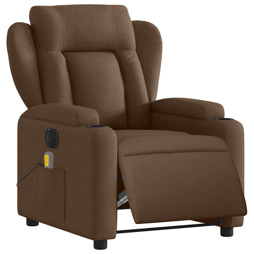 vidaXL Fotoliu electric de masaj rabatabil, maro, textil