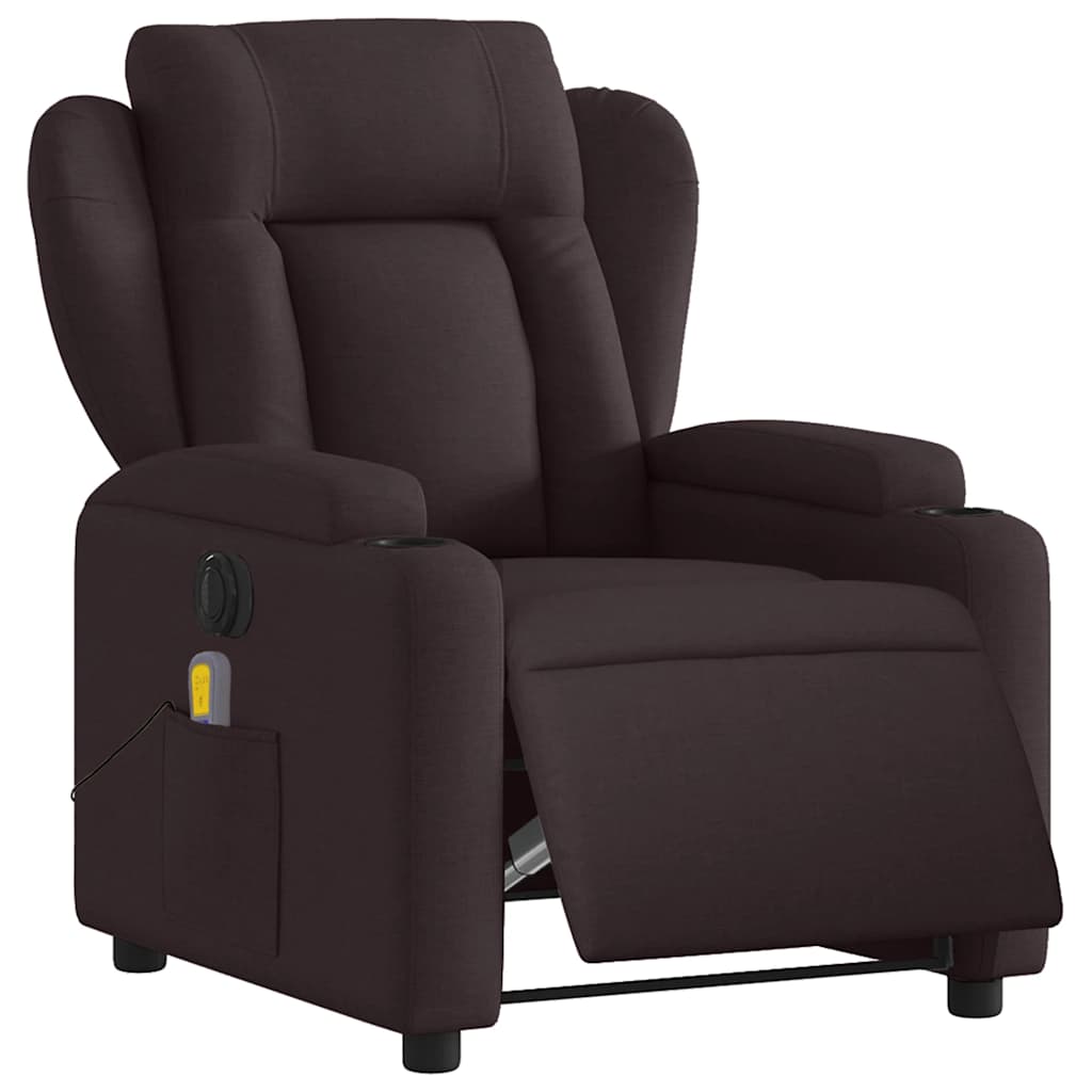 vidaXL Fotoliu electric de masaj rabatabil, maro închis, textil