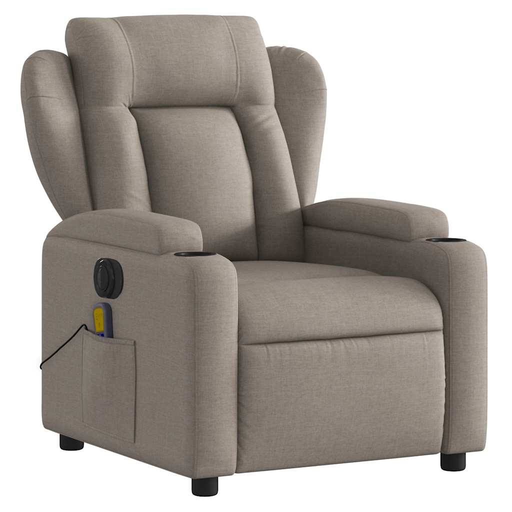 vidaXL Fotoliu electric de masaj rabatabil, gri taupe, textil
