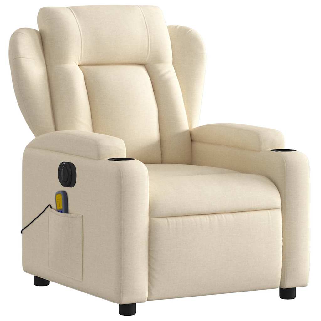 vidaXL Fotoliu electric de masaj rabatabil, crem, textil