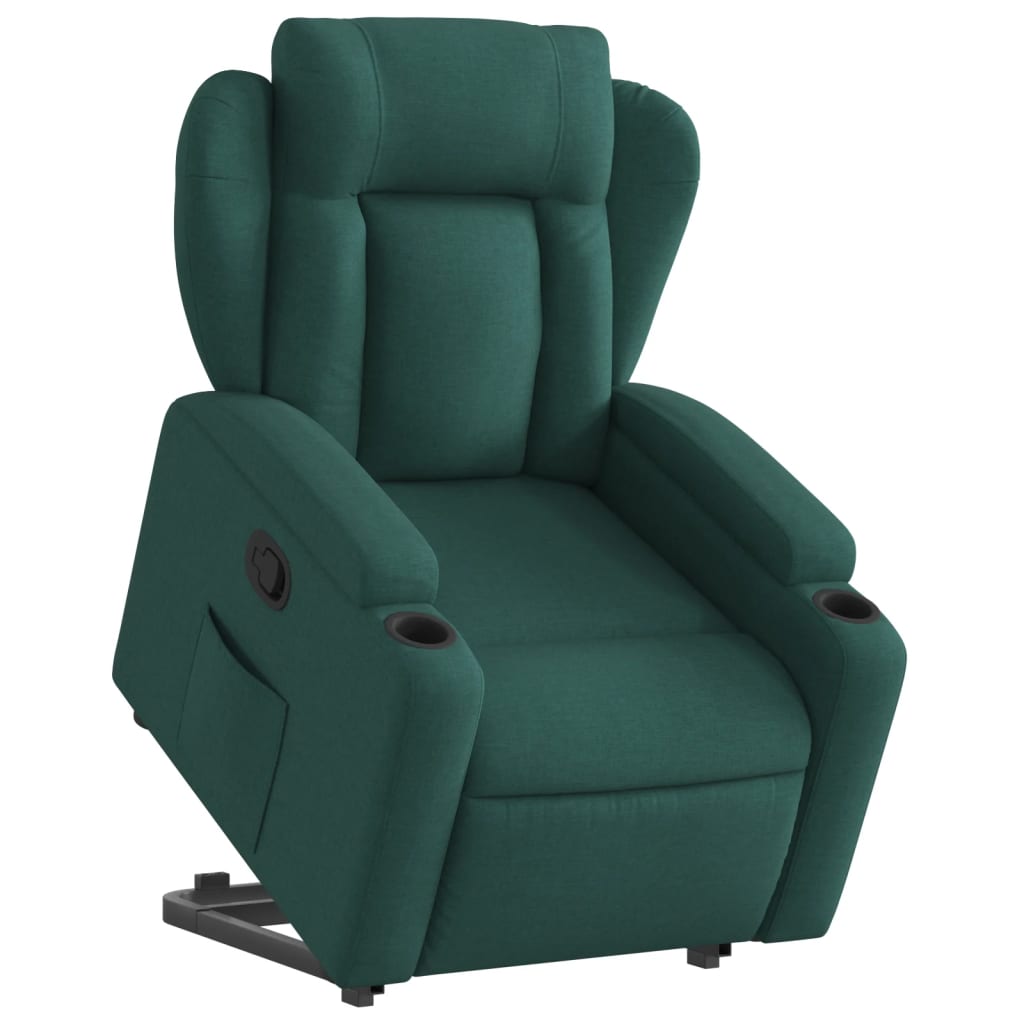 vidaXL Fotoliu rabatabil ridicare pe verticală, verde închis, textil vidaXL Fotoliu rabatabil ridicare pe verticală, verde închis, textil
