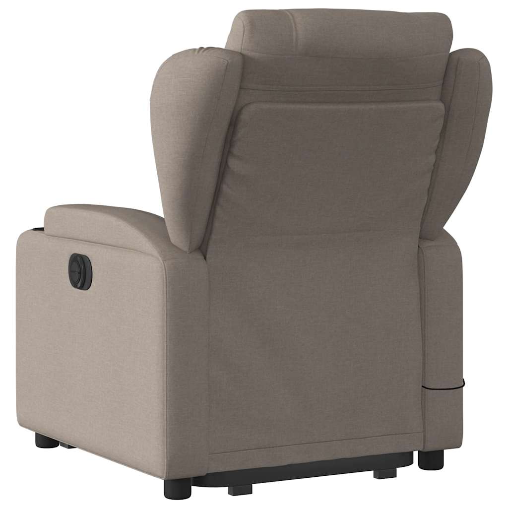 vidaXL Fotoliu rabatabil de masaj cu ridicare, gri taupe, textil