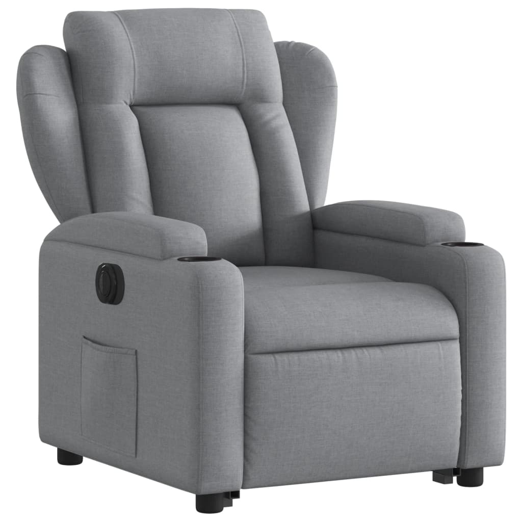 vidaXL Fotoliu electric rabatabil cu ridicare, gri deschis, textil