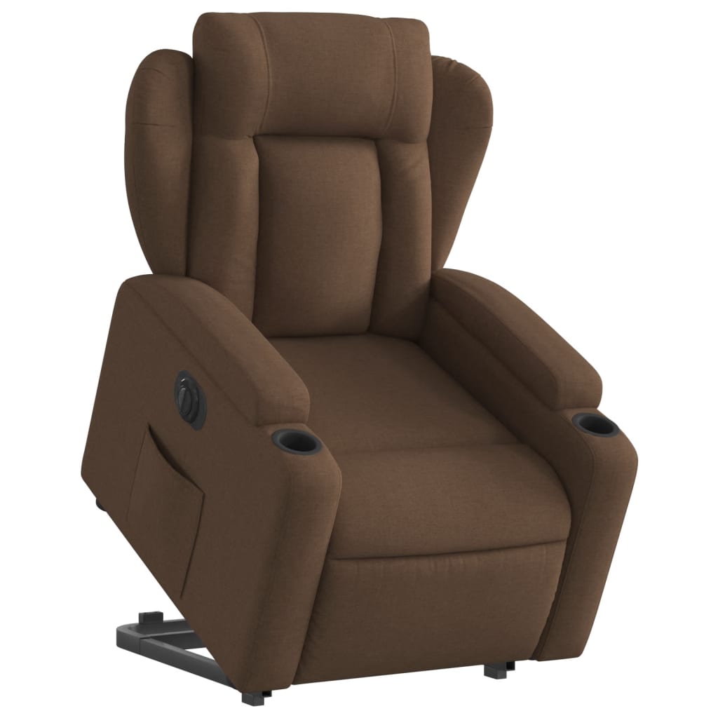 vidaXL Fotoliu electric rabatabil cu ridicare, maro, textil