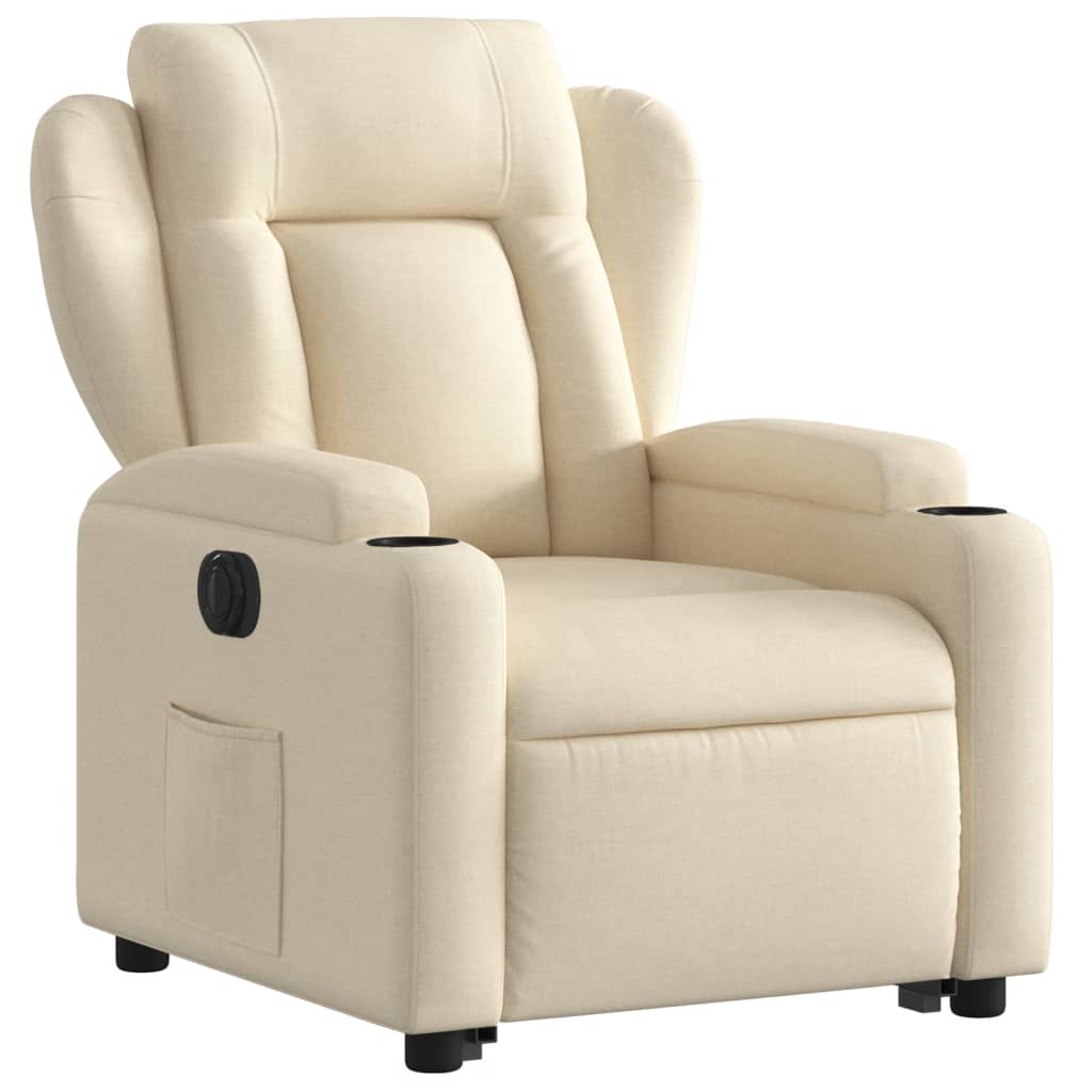 vidaXL Fotoliu electric rabatabil cu ridicare, crem, textil