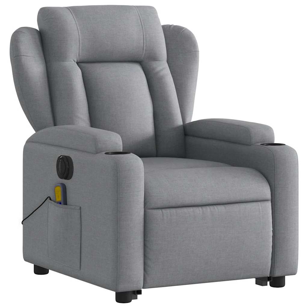 vidaXL Fotoliu electric masaj rabatabil cu ridicare, gri închis textil vidaXL Fotoliu electric masaj rabatabil cu ridicare, gri închis textil