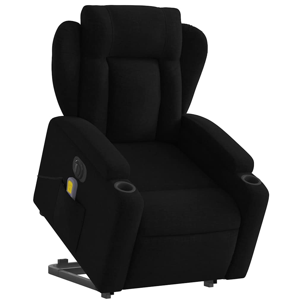 vidaXL Fotoliu electric de masaj rabatabil cu ridicare, negru, textil