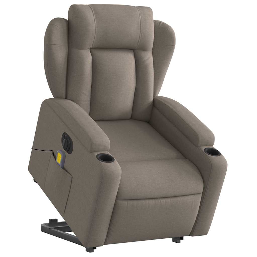 vidaXL Fotoliu electric masaj rabatabil cu ridicare, gri taupe, textil