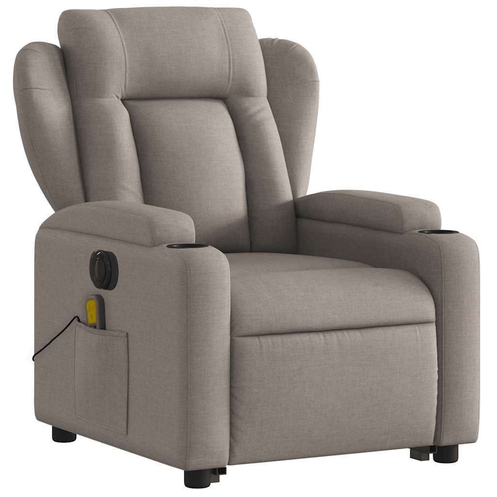 vidaXL Fotoliu electric masaj rabatabil cu ridicare, gri taupe, textil