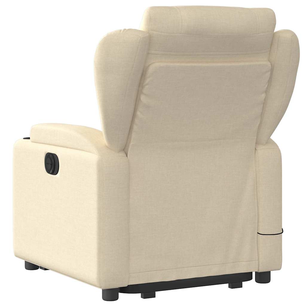 vidaXL Fotoliu electric de masaj rabatabil cu ridicare, crem, textil vidaXL Fotoliu electric de masaj rabatabil cu ridicare, crem, textil