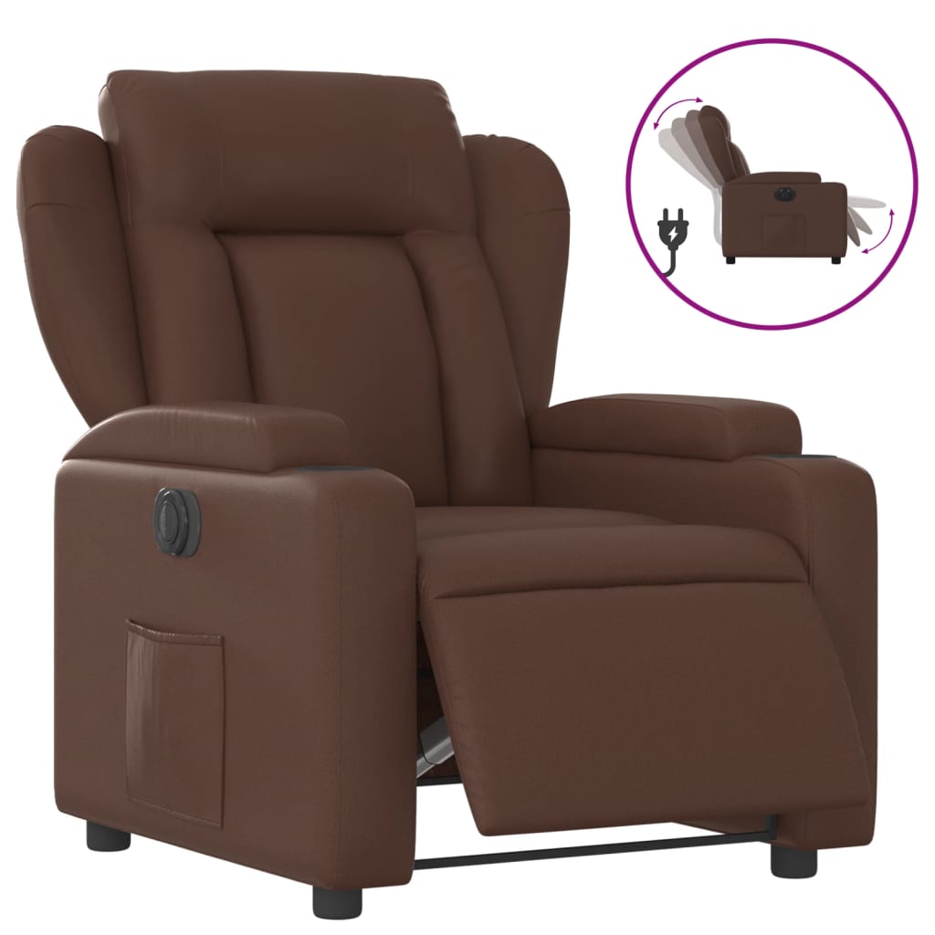 vidaXL Fotoliu rabatabil electric, maro, piele ecologică