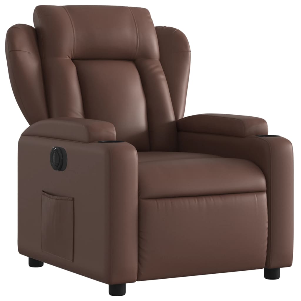 vidaXL Fotoliu rabatabil electric, maro, piele ecologică