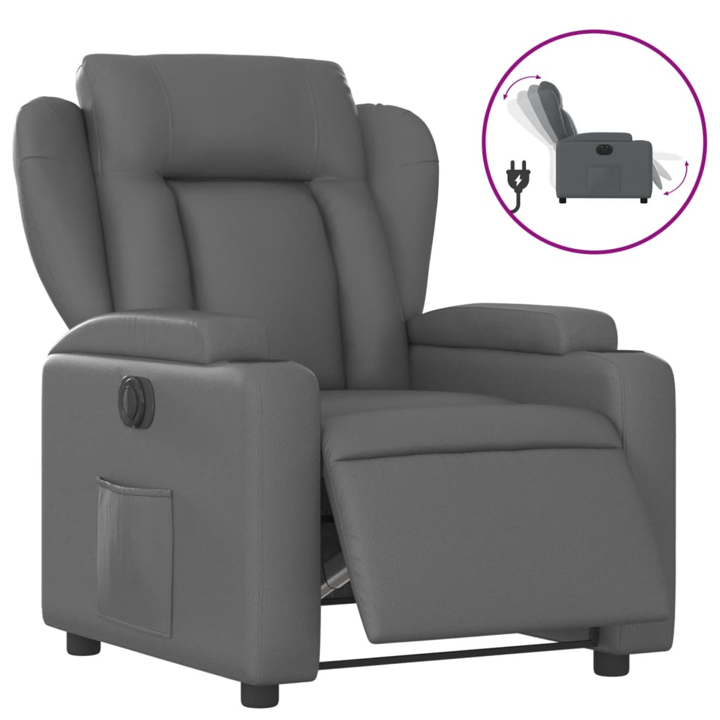 vidaXL Fotoliu rabatabil electric, gri, piele ecologică