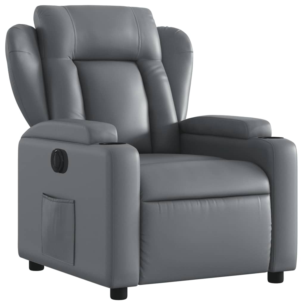 vidaXL Fotoliu rabatabil electric, gri, piele ecologică