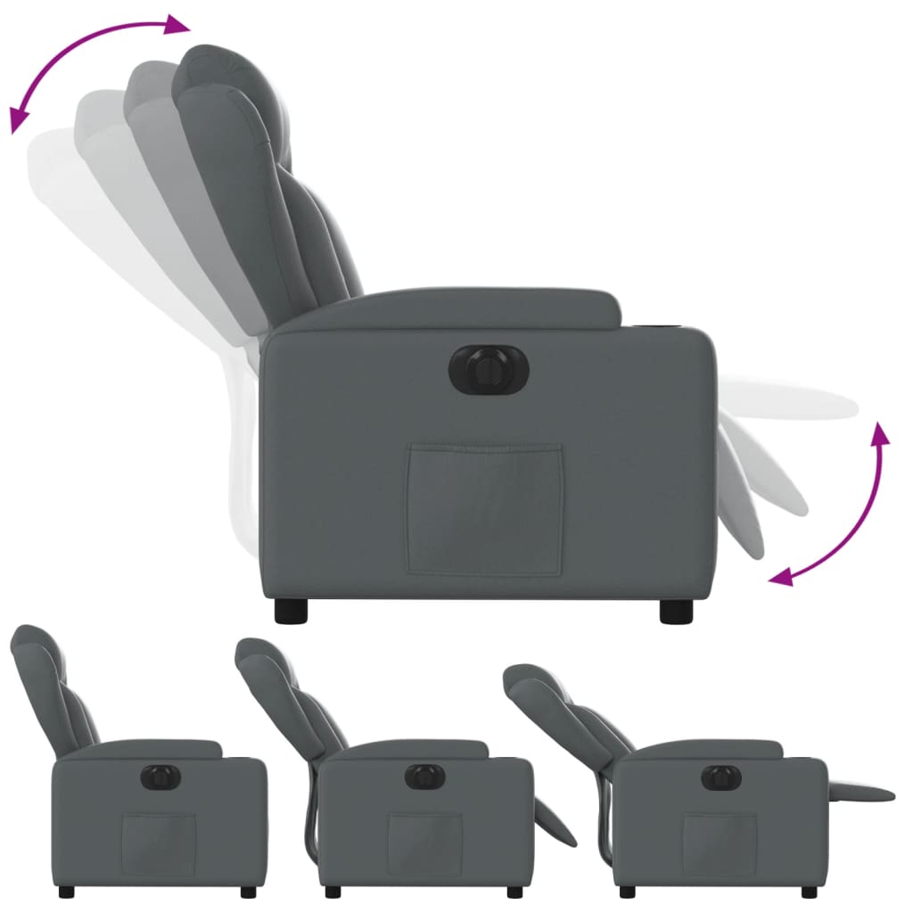vidaXL Fotoliu rabatabil electric, gri, piele ecologică