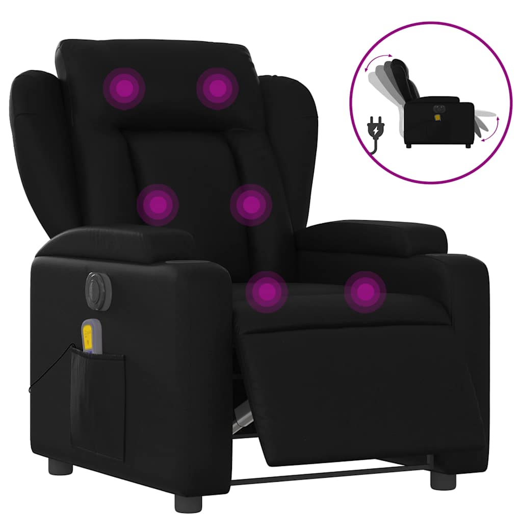 vidaXL Fotoliu electric de masaj rabatabil, negru, piele ecologică vidaXL Fotoliu electric de masaj rabatabil, negru, piele ecologică