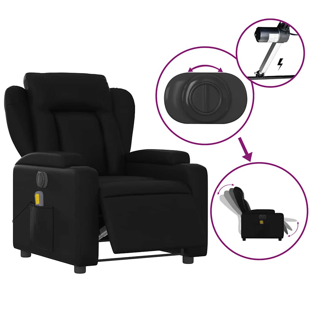 vidaXL Fotoliu electric de masaj rabatabil, negru, piele ecologică vidaXL Fotoliu electric de masaj rabatabil, negru, piele ecologică