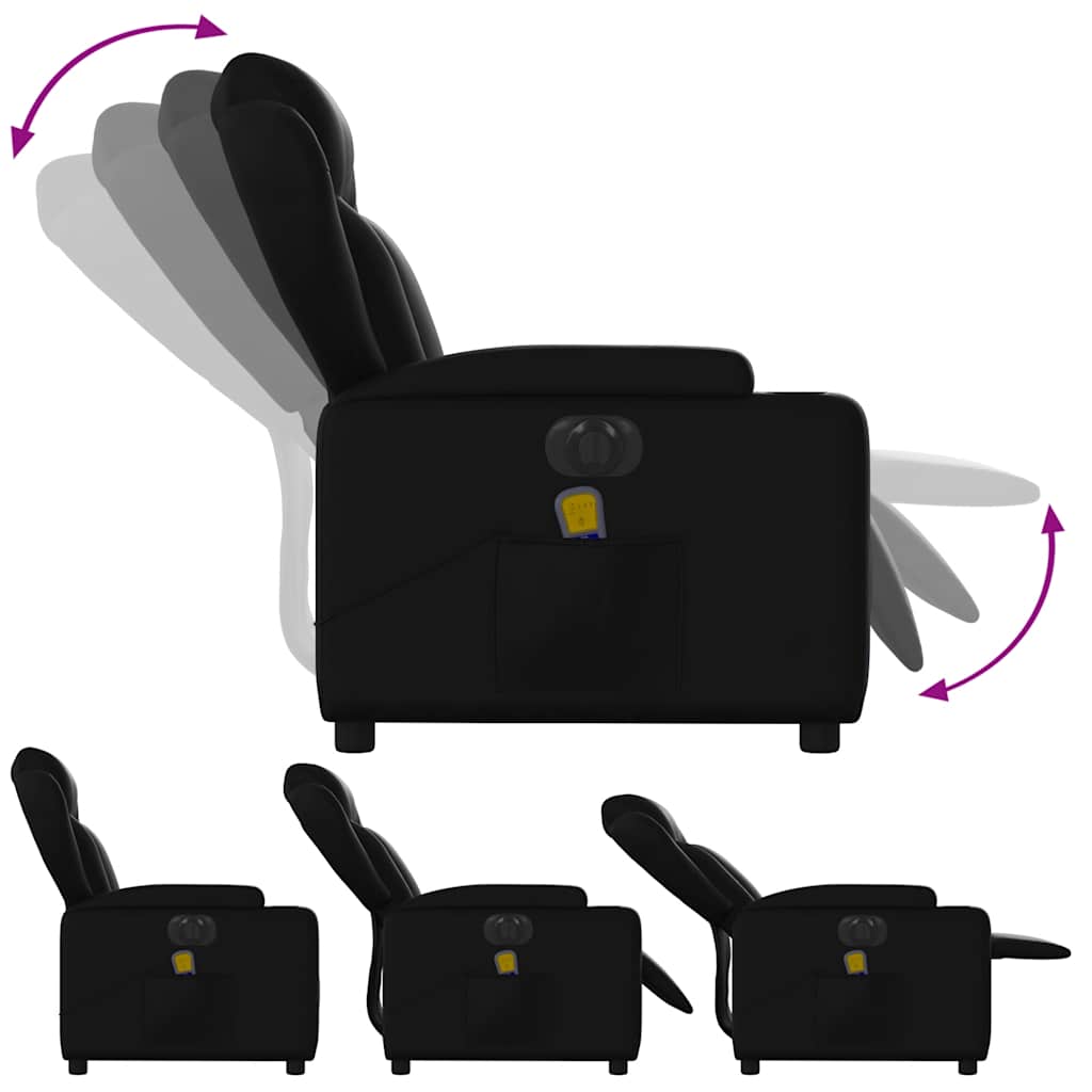 vidaXL Fotoliu electric de masaj rabatabil, negru, piele ecologică vidaXL Fotoliu electric de masaj rabatabil, negru, piele ecologică