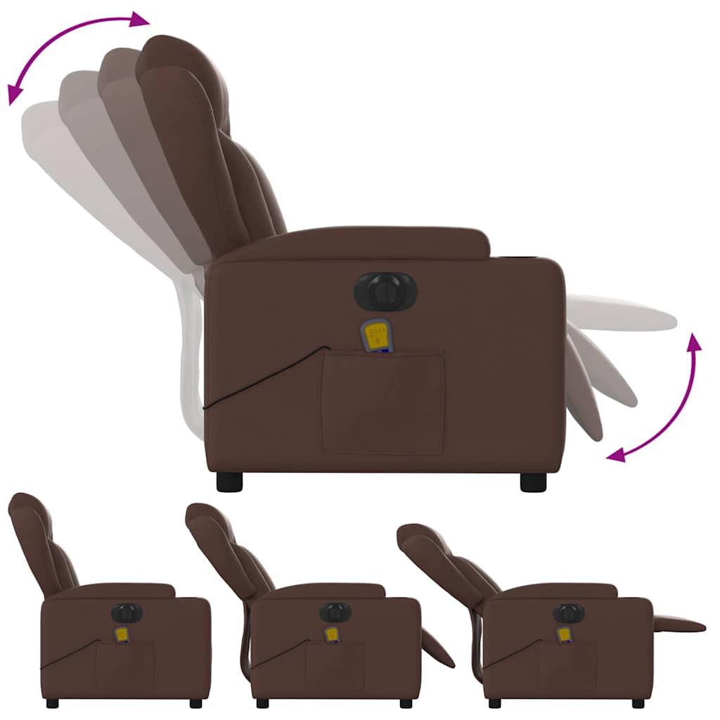 vidaXL Fotoliu electric de masaj rabatabil, maro, piele ecologică