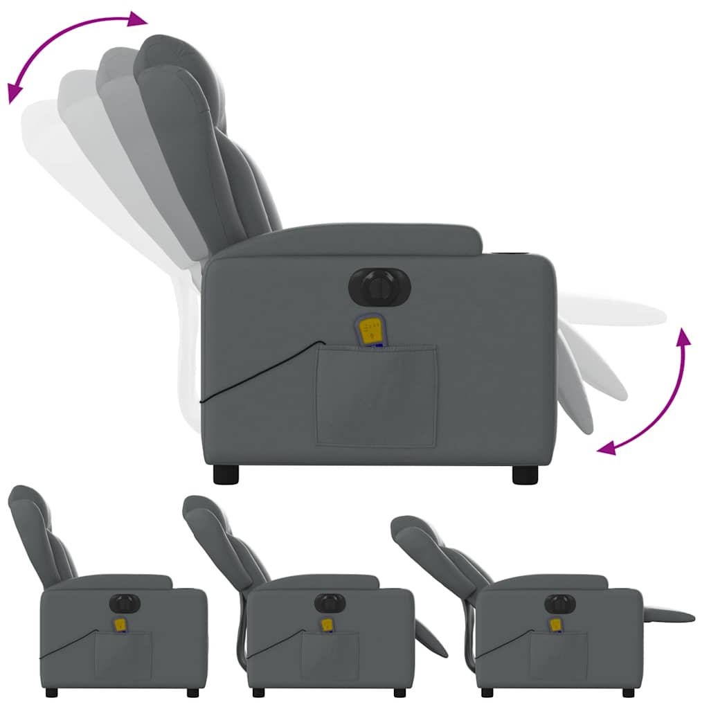 vidaXL Fotoliu de masaj electric rabatabil, gri, piele ecologică vidaXL Fotoliu de masaj electric rabatabil, gri, piele ecologică