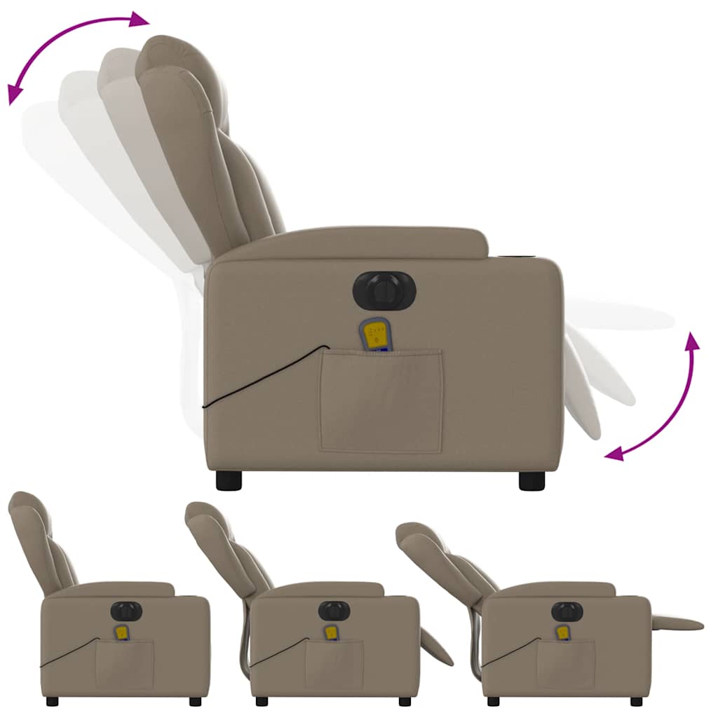 vidaXL Fotoliu electric masaj rabatabil, cappuccino, piele ecologică