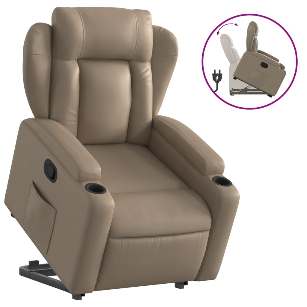 vidaXL Fotoliu rabatabil cu ridicare, cappuccino, piele ecologică