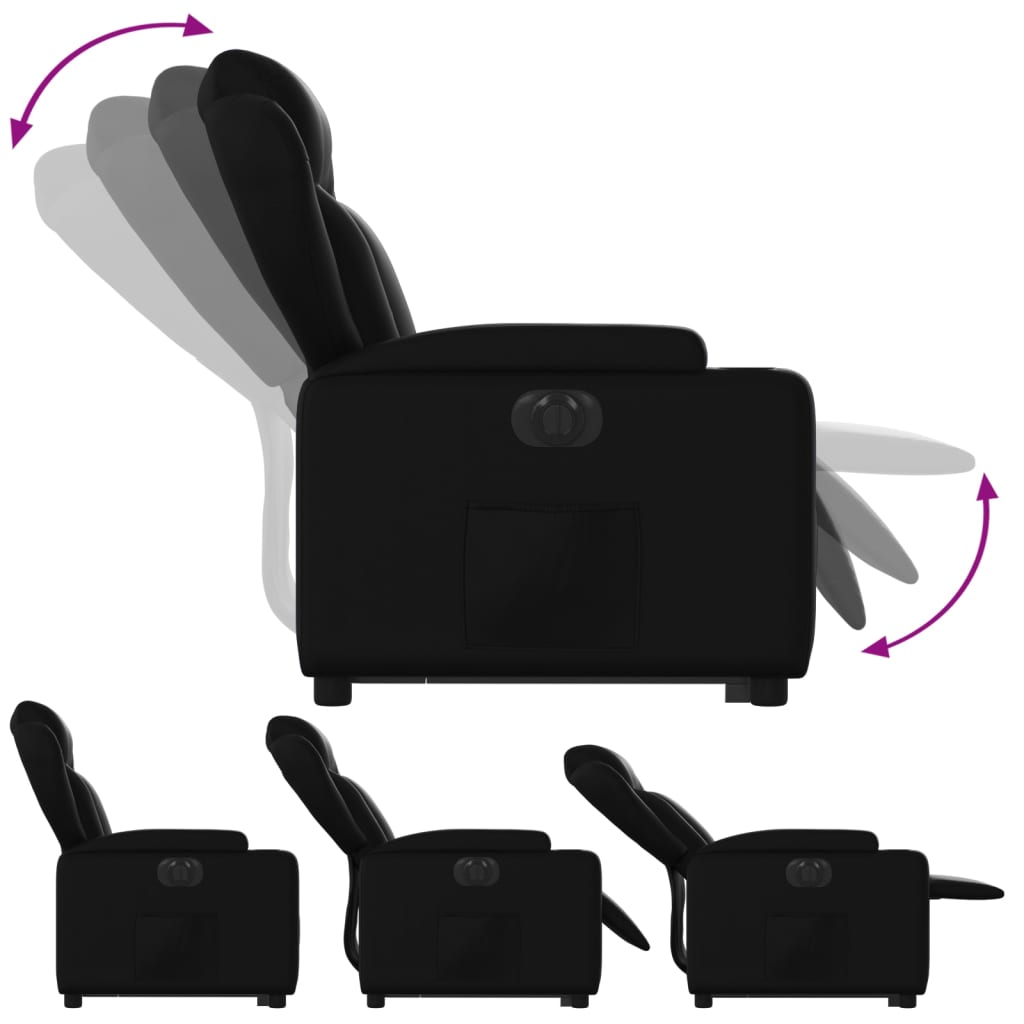 vidaXL Fotoliu rabatabil electric cu ridicare, negru, piele ecologică