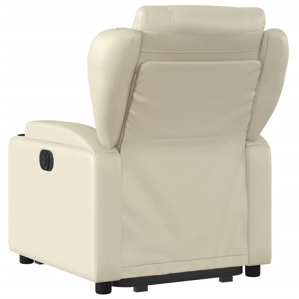vidaXL Fotoliu rabatabil electric cu ridicare, crem, piele ecologică