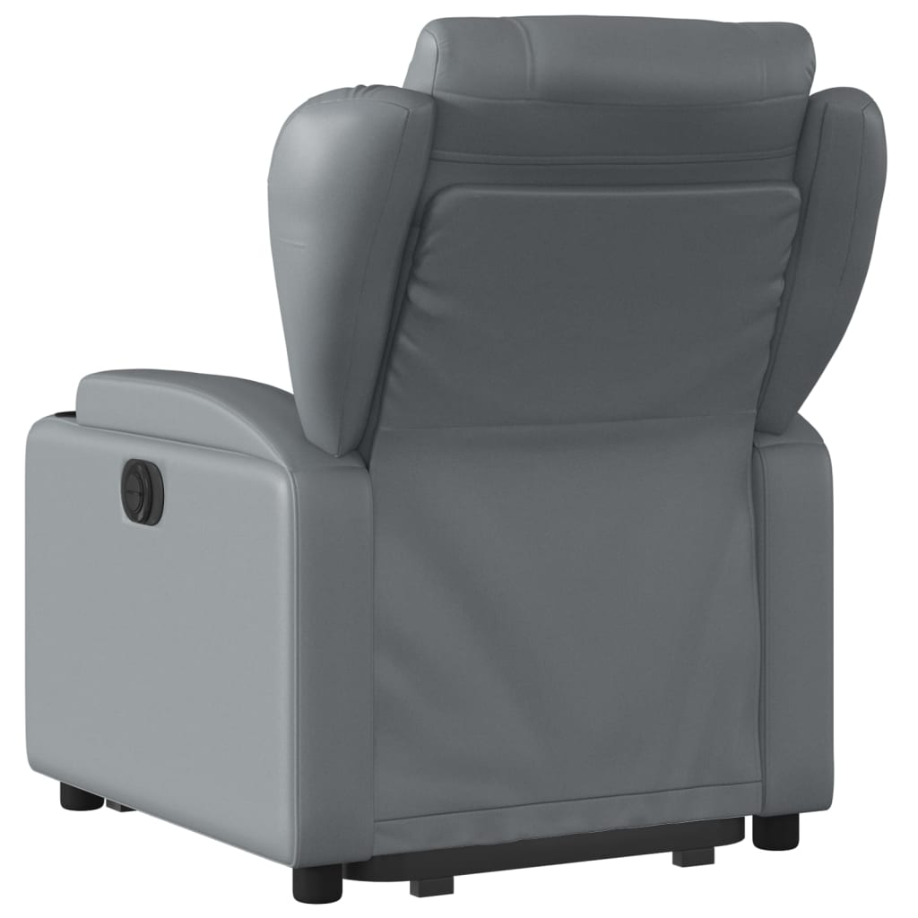 vidaXL Fotoliu rabatabil electric cu ridicare, gri, piele ecologică