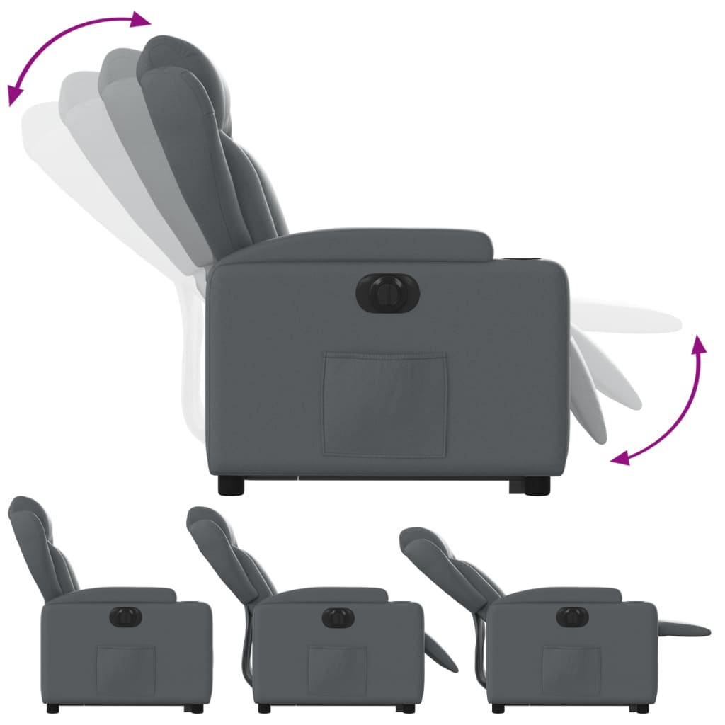 vidaXL Fotoliu rabatabil electric cu ridicare, gri, piele ecologică