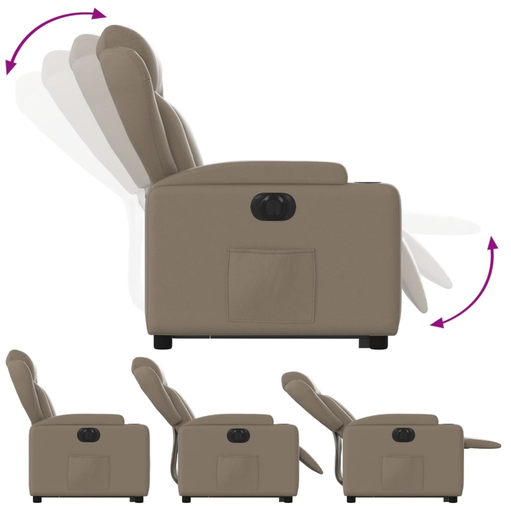 vidaXL Fotoliu rabatabil electric cu ridicare, cappuccino