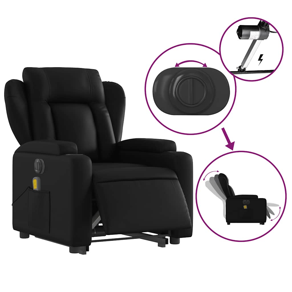 vidaXL Fotoliu electric masaj rabatabil cu ridicare, negru