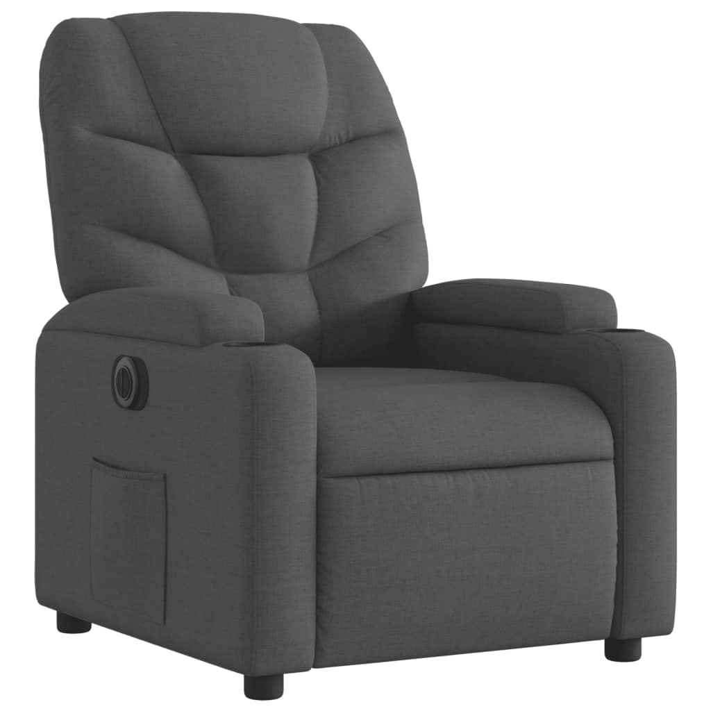 vidaXL Fotoliu rabatabil electric, negru, material textil vidaXL Fotoliu rabatabil electric, negru, material textil