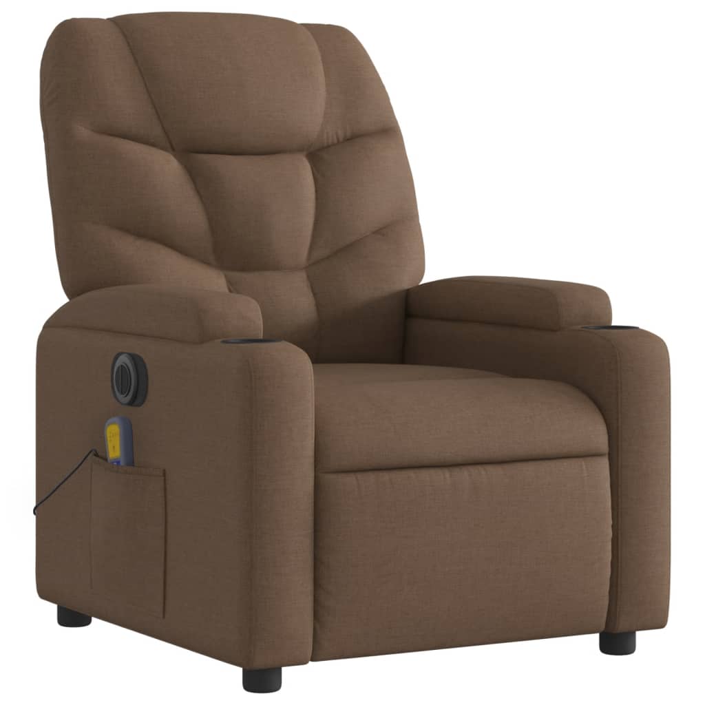 vidaXL Fotoliu electric de masaj rabatabil, maro, textil