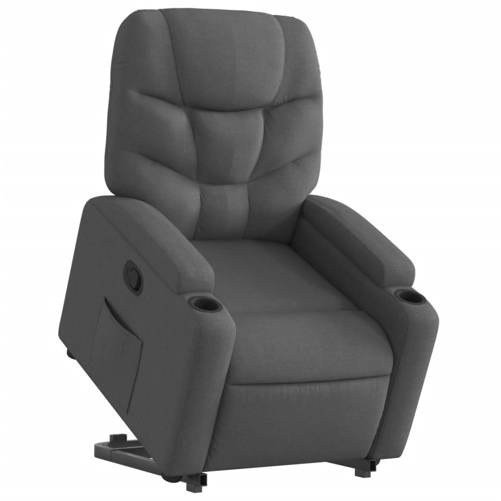 vidaXL Fotoliu rabatabil cu ridicare pe verticală, gri închis, textil
