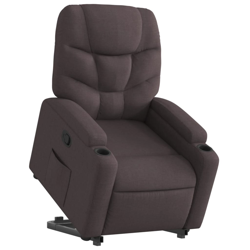 vidaXL Fotoliu rabatabil cu ridicare pe verticală, maro închis, textil