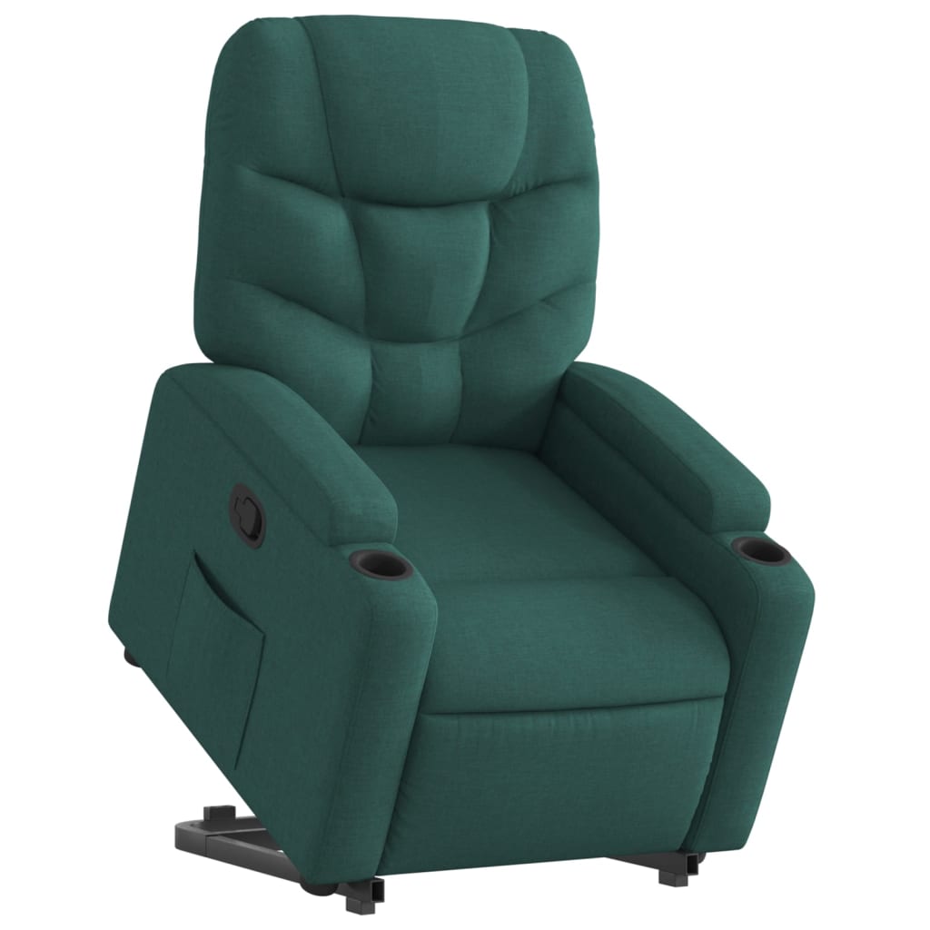 vidaXL Fotoliu rabatabil ridicare pe verticală, verde închis, textil vidaXL Fotoliu rabatabil ridicare pe verticală, verde închis, textil