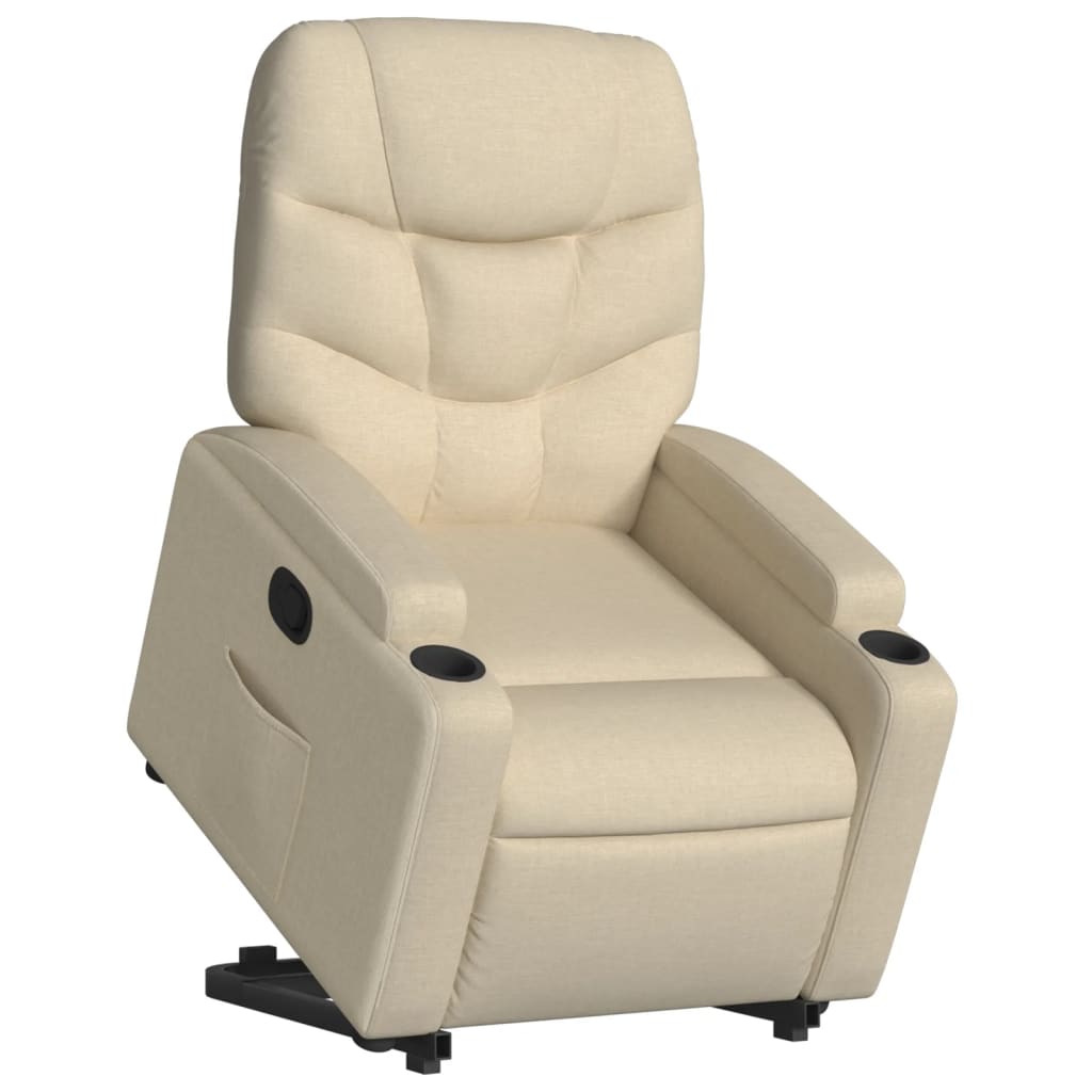 vidaXL Fotoliu rabatabil cu ridicare pe verticală, crem, textil