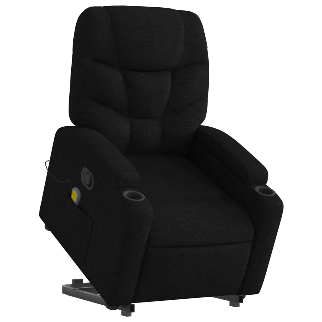 vidaXL Fotoliu rabatabil de masaj, cu ridicare, negru, material textil